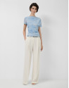 Light blue tulle short-sleeved T-shirt - Woman | Roberto Verino