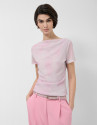 Pink tulle short-sleeved T-shirt - Woman | Roberto Verino
