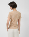 Ecru tulle gathered short-sleeved T-shirt | Roberto Verino