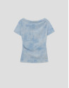 Camiseta manga corta tul azul claro - Mujer | Roberto Verino