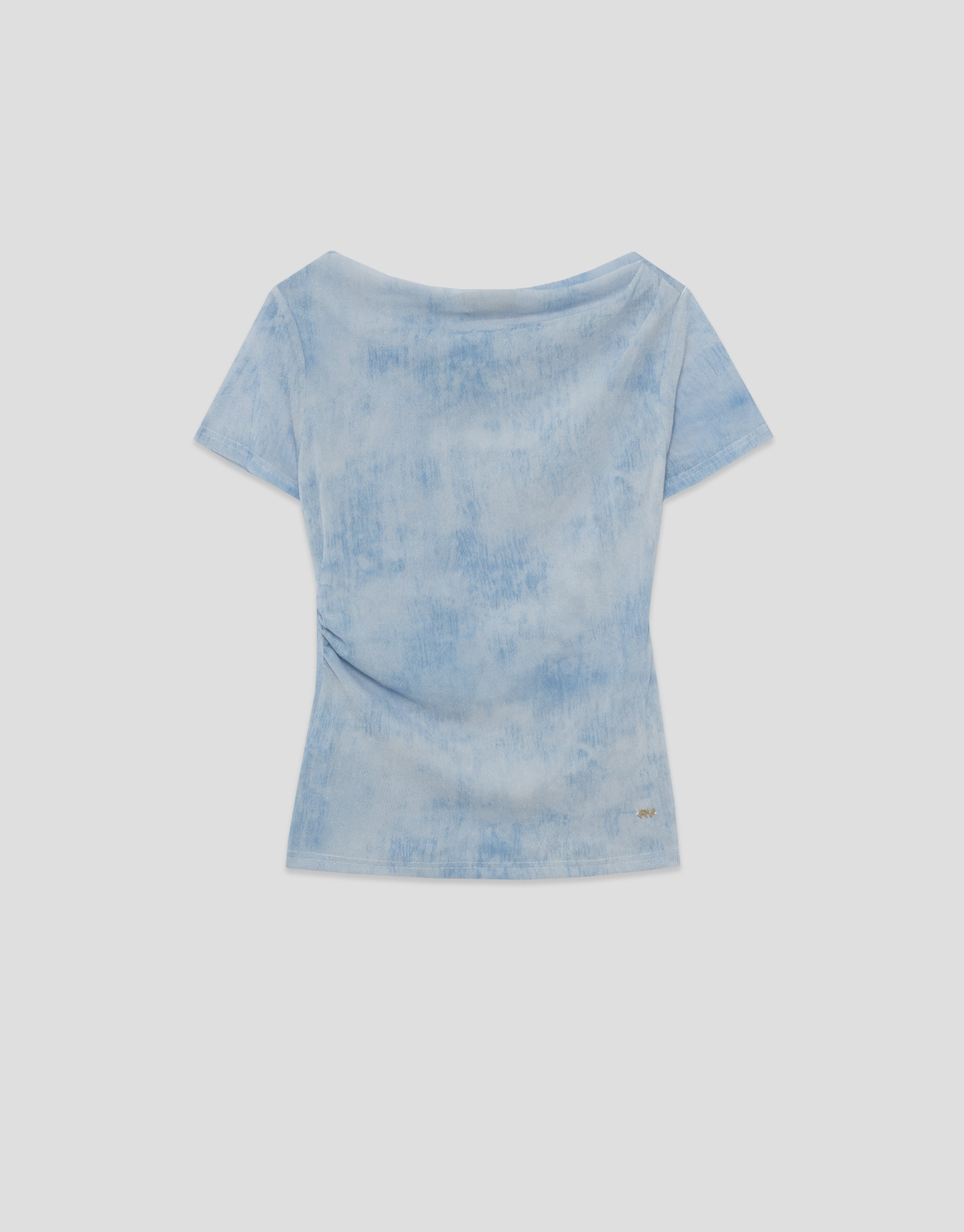 Light blue tulle short-sleeved T-shirt - Woman | Roberto Verino