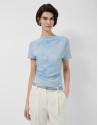 Light blue tulle short-sleeved T-shirt - Woman | Roberto Verino