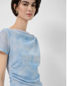 Light blue tulle short-sleeved T-shirt - Woman | Roberto Verino