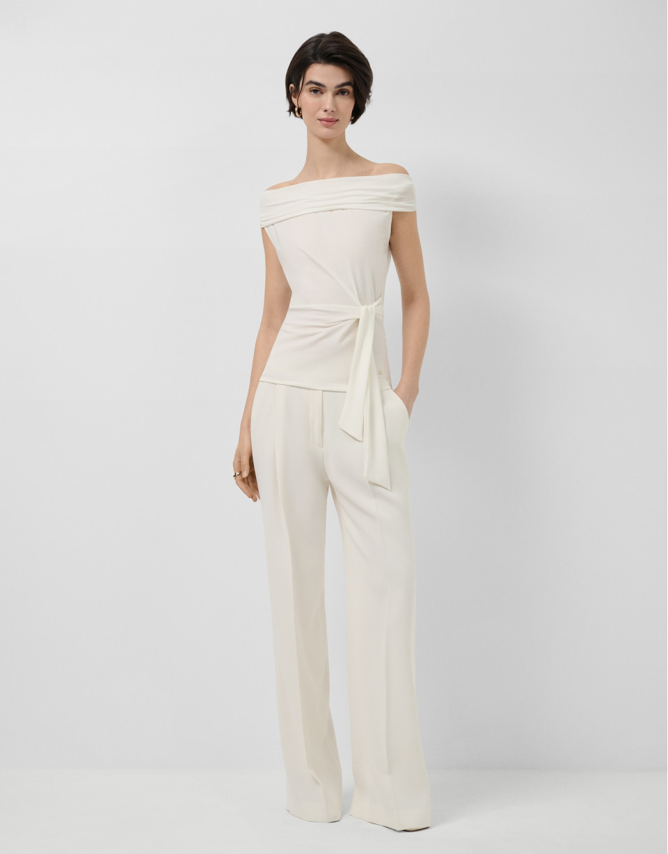 Ecru cut-out knit sleeveless T-shirt - Woman | Roberto Verino