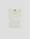 Ecru cut-out knit sleeveless T-shirt - Woman | Roberto Verino