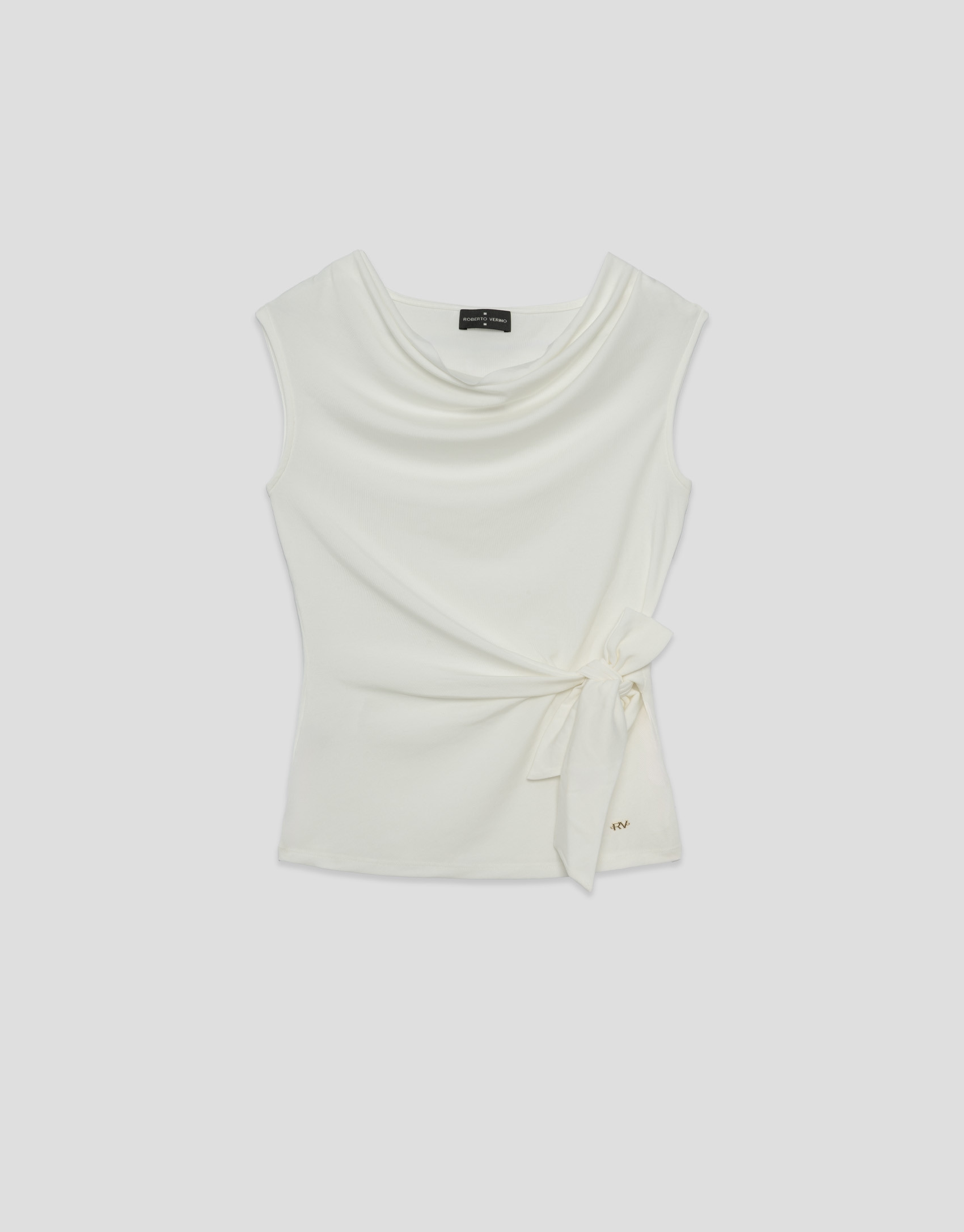 Ecru cut-out knit sleeveless T-shirt - Woman | Roberto Verino