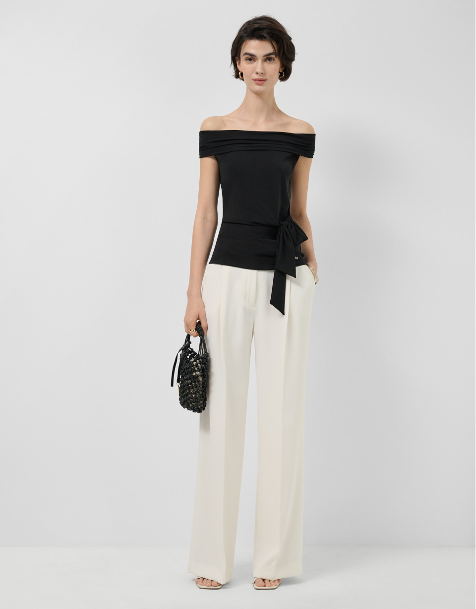Black cut-out sleeveless T-shirt - Woman | Roberto Verino