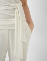 Ecru cut-out knit sleeveless T-shirt - Woman | Roberto Verino