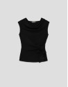 Black cut-out sleeveless T-shirt - Woman | Roberto Verino