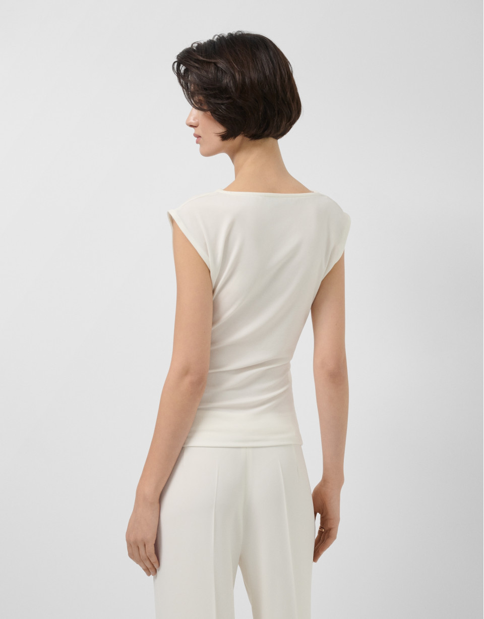 Ecru cut-out knit sleeveless T-shirt - Woman | Roberto Verino