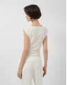 Ecru cut-out knit sleeveless T-shirt - Woman | Roberto Verino