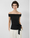 Black cut-out sleeveless T-shirt - Woman | Roberto Verino