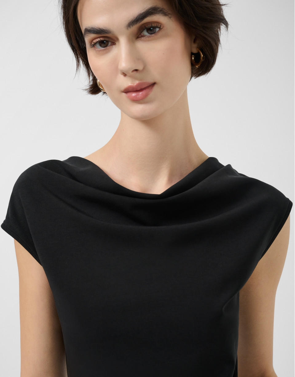 Black cut-out sleeveless T-shirt - Woman | Roberto Verino