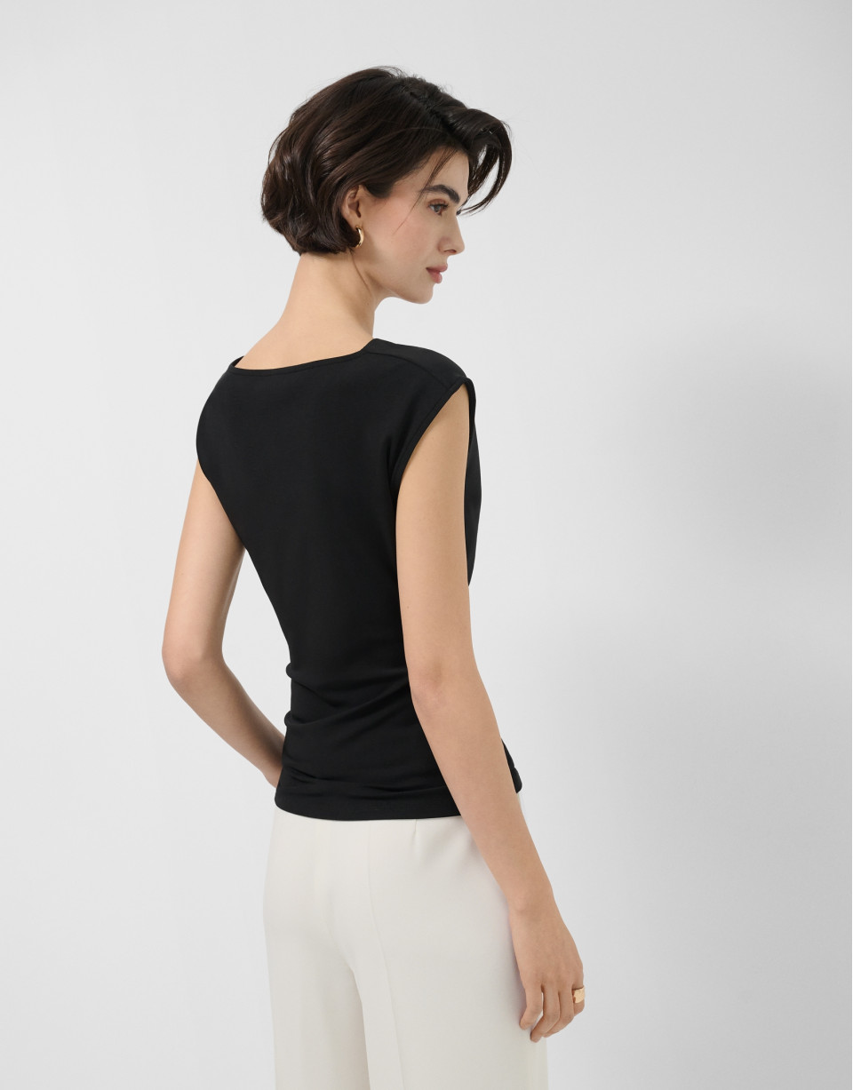 Black cut-out sleeveless T-shirt - Woman | Roberto Verino