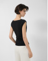 Black cut-out sleeveless T-shirt - Woman | Roberto Verino