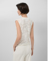 White devoré knit crossover sleeveless T-shirt | Roberto Verino