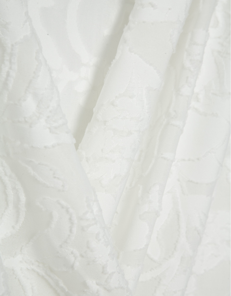 White devoré knit crossover sleeveless T-shirt | Roberto Verino