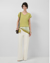 Lightweight cotton V-neck T-shirt in green | Roberto Verino