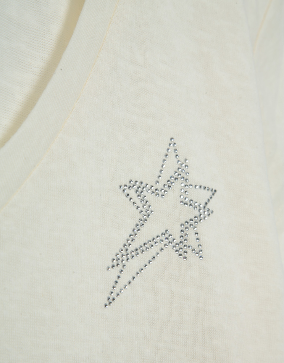 White lightweight cotton V-neck T-shirt - Woman | Roberto Verino