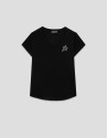 Lightweight cotton V-neck T-shirt in black | Roberto Verino