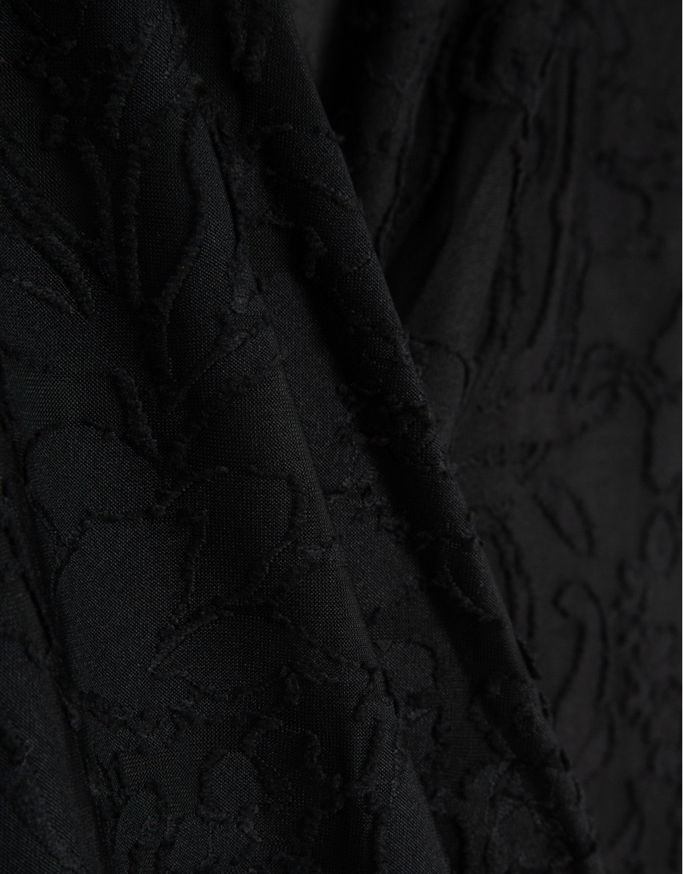 Black devoré knit crossover sleeveless T-shirt | Roberto Verino