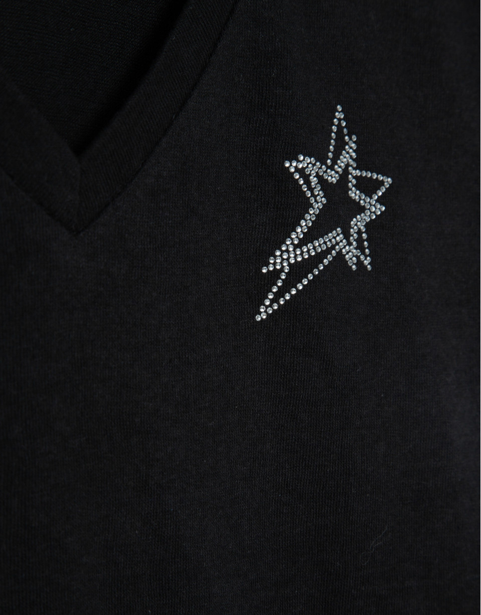 Lightweight cotton V-neck T-shirt in black | Roberto Verino