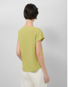 Lightweight cotton V-neck T-shirt in green | Roberto Verino