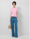 Lightweight cotton round neck T-shirt in pink | Roberto Verino