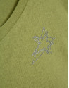 Camiseta cuello pico punto algodón ligero verde | Roberto Verino