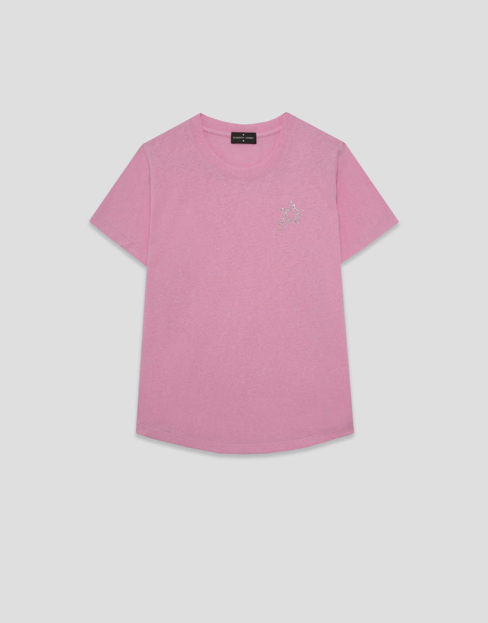 Lightweight cotton round neck T-shirt in pink | Roberto Verino