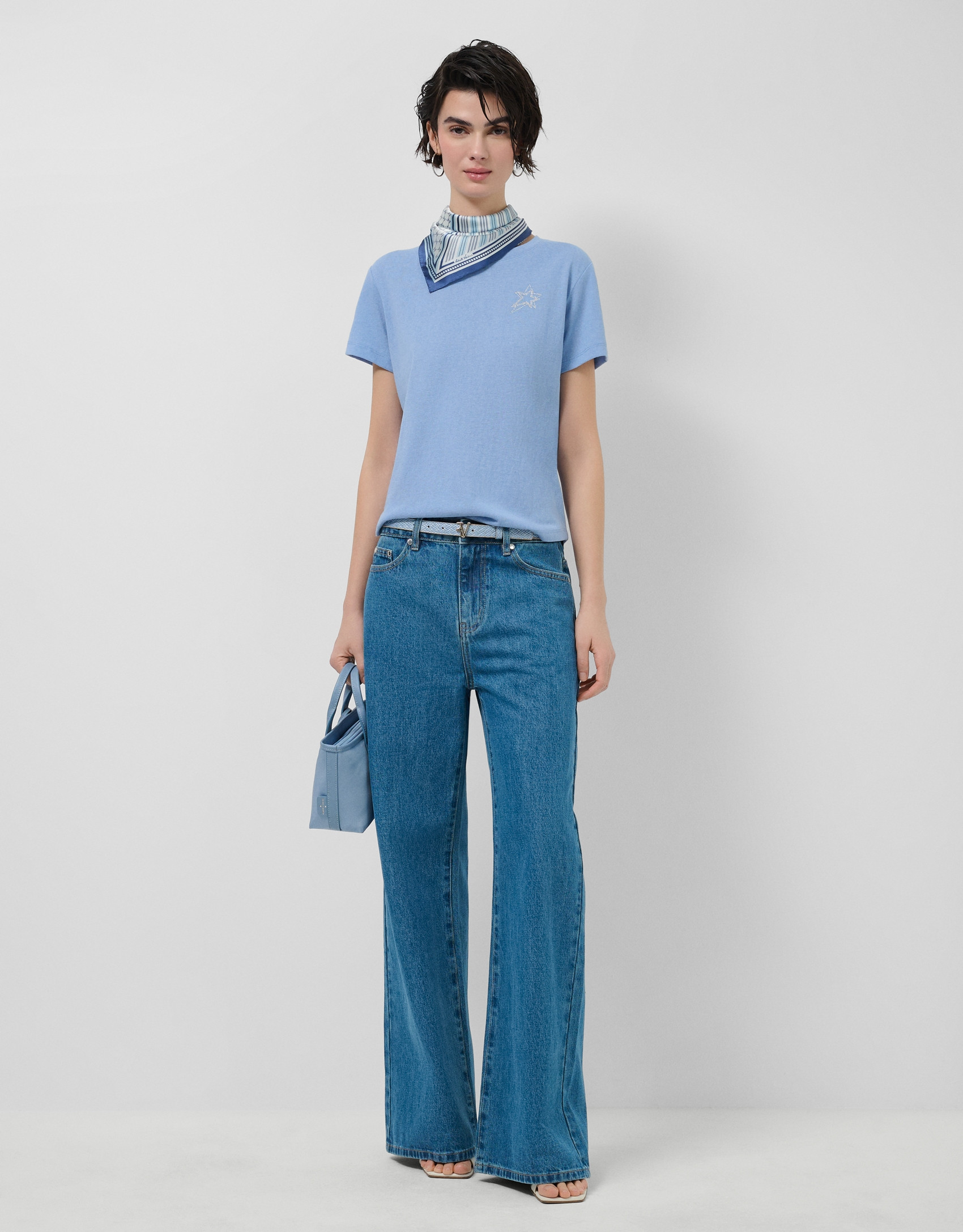Lightweight blue cotton crew neck T-shirt | Roberto Verino