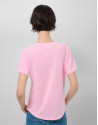 Lightweight cotton round neck T-shirt in pink | Roberto Verino