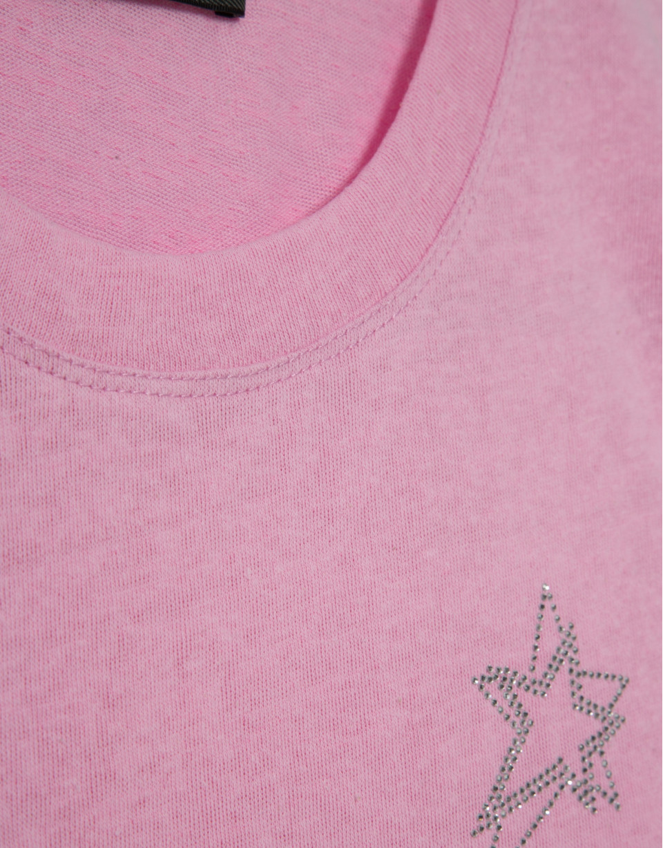 Lightweight cotton round neck T-shirt in pink | Roberto Verino