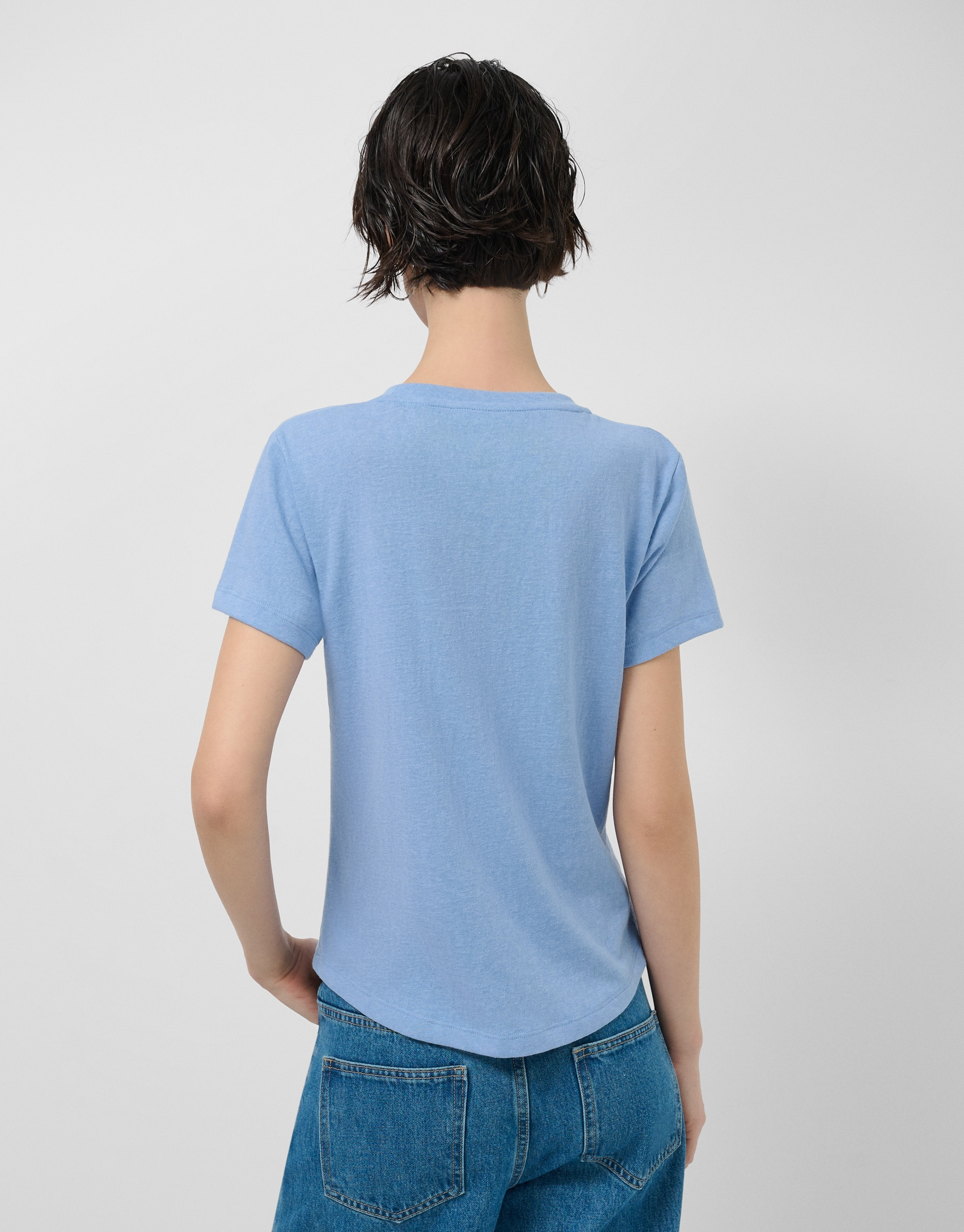 Lightweight blue cotton crew neck T-shirt | Roberto Verino