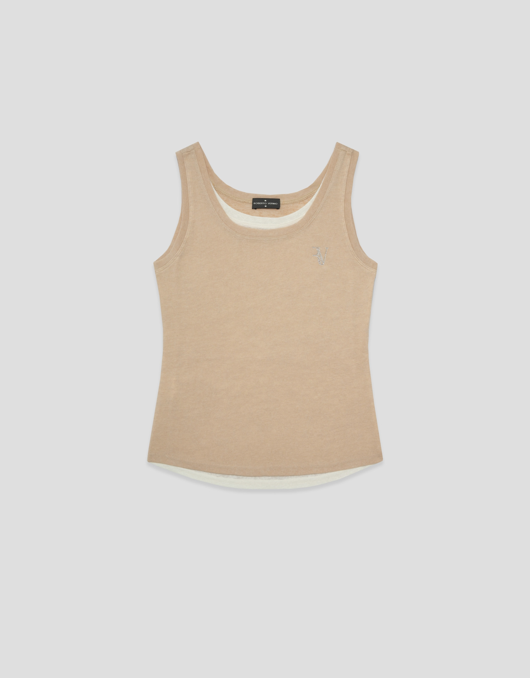 Tank top cámel y beige - Mujer - PV2026 | Roberto Verino