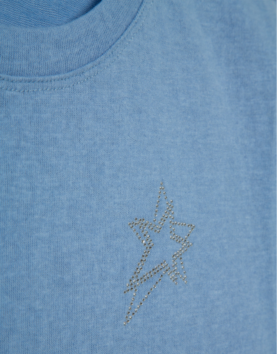 Lightweight blue cotton crew neck T-shirt | Roberto Verino