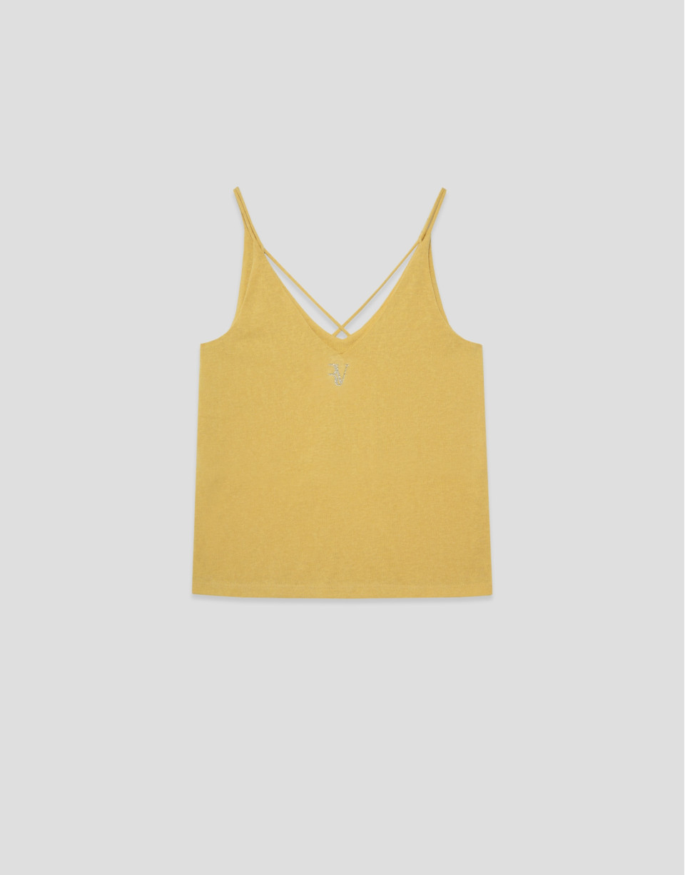 Yellow double strap T-shirt - Woman - SS2026 | Roberto Verino