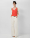 Coral red double strap T-shirt - Woman - SS2026 | Roberto Verino