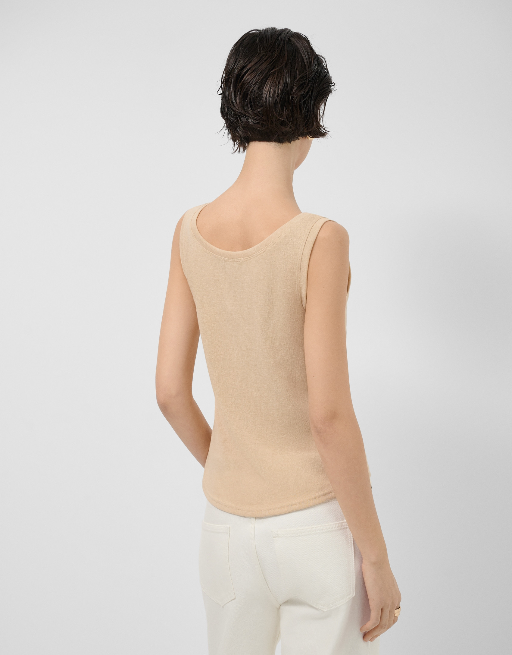 Tank top cámel y beige - Mujer - PV2026 | Roberto Verino