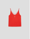 Coral red double strap T-shirt - Woman - SS2026 | Roberto Verino