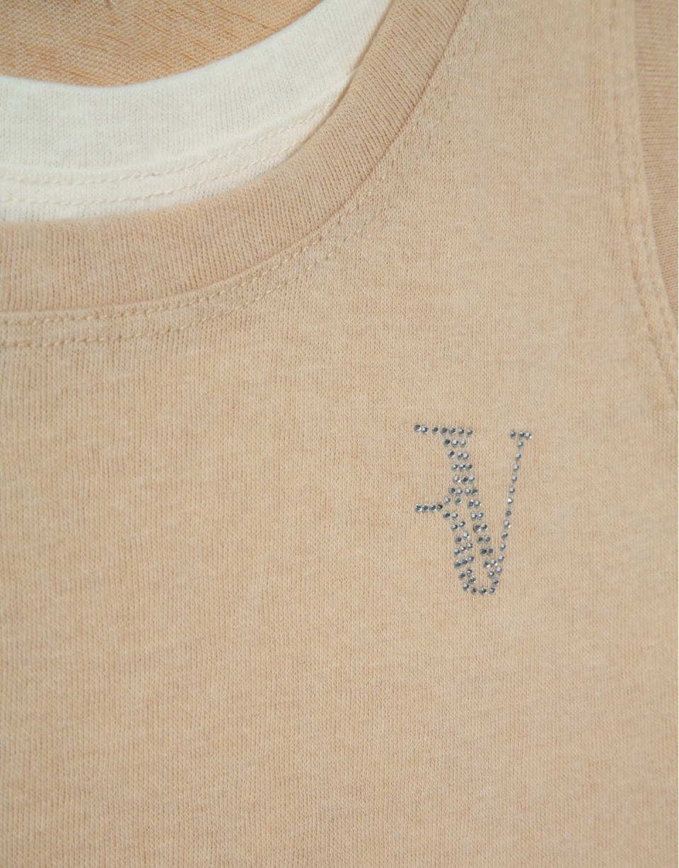 Camel and beige tank top - Woman - SS2026 | Roberto Verino
