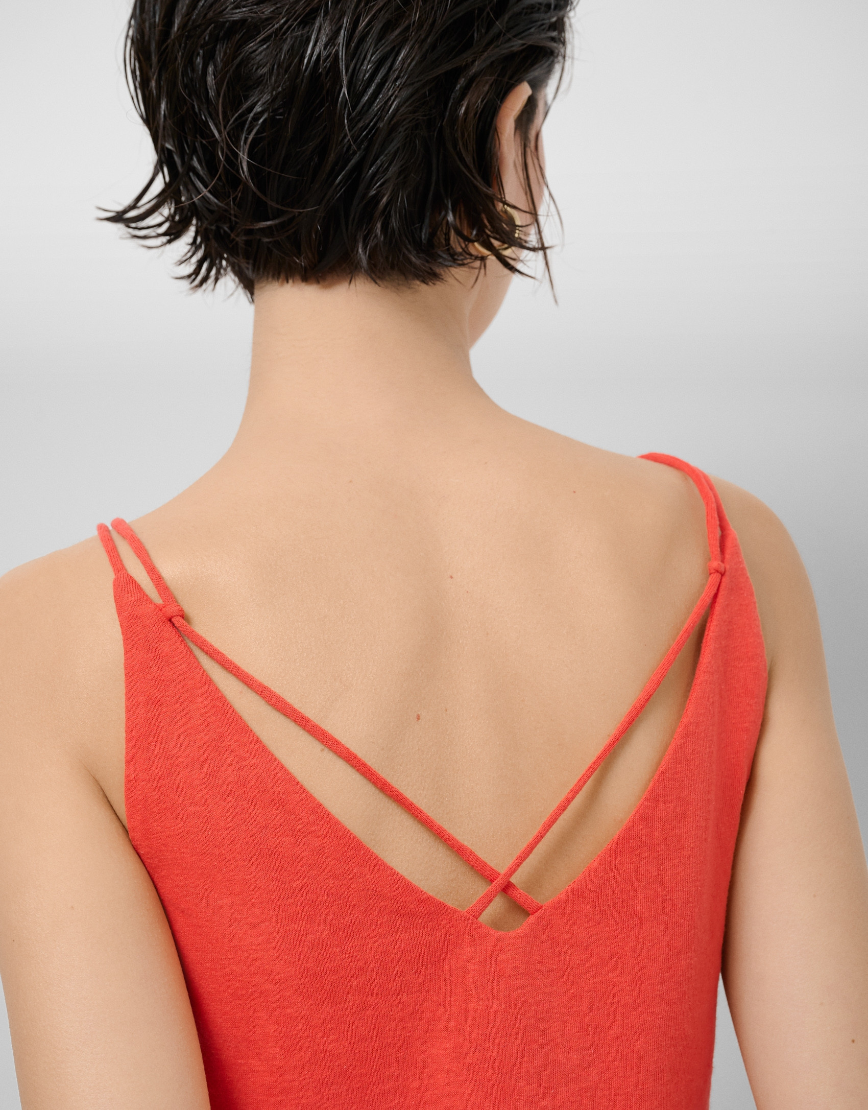 Camiseta tirante doble rojo coral - Mujer | Roberto Verino