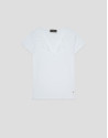 White short-sleeved T-shirt with embroidered ... | Roberto Verino