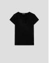 Camiseta manga corta escote bordado negra | Roberto Verino