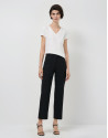 White short-sleeved T-shirt with embroidered ... | Roberto Verino