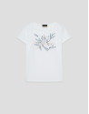 White short-sleeved T-shirt with floral ... | Roberto Verino