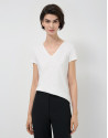 White short-sleeved T-shirt with embroidered ... | Roberto Verino