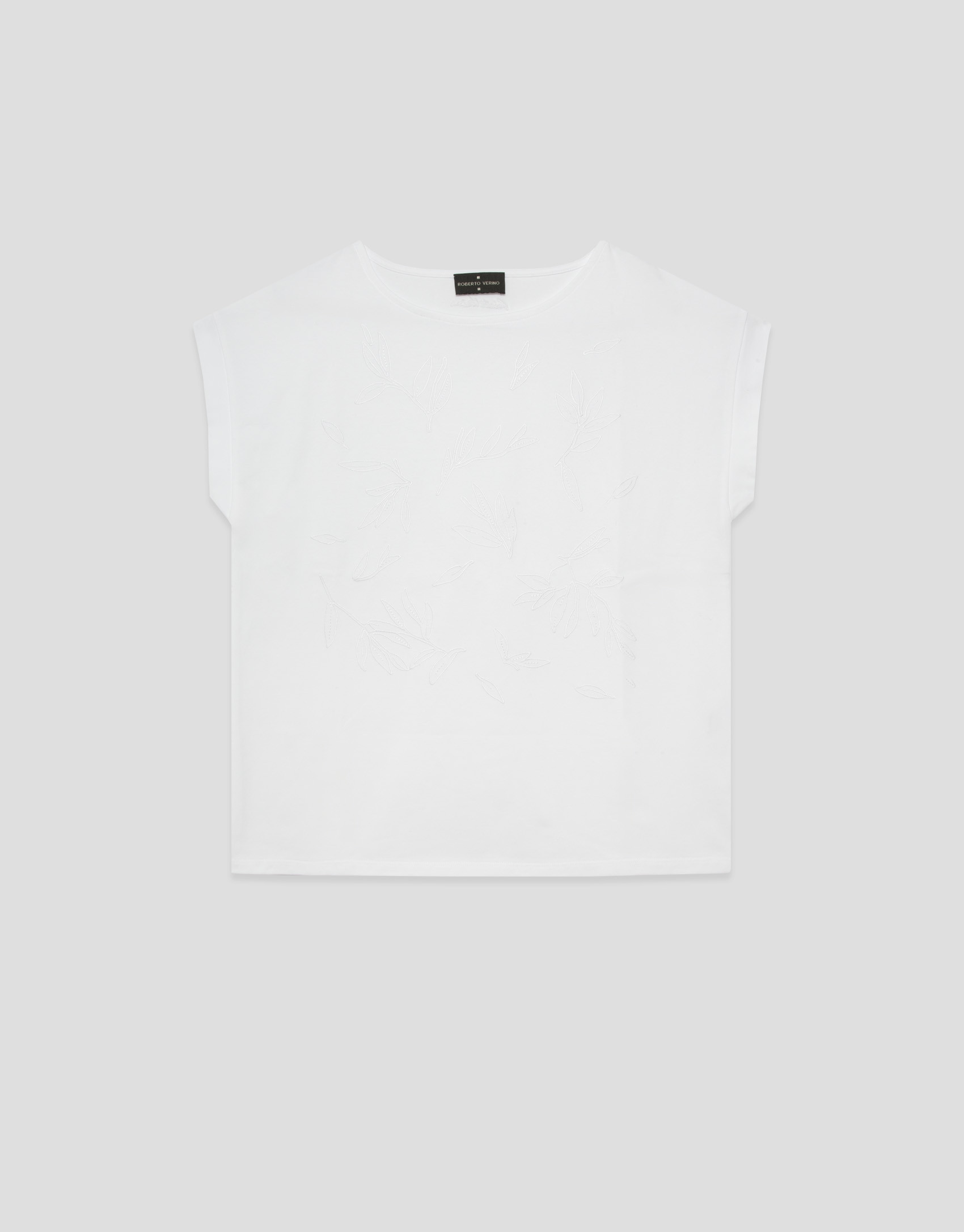 Oversized white sleeveless T-shirt with ... | Roberto Verino