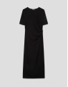 Black short-sleeved gathered knit dress - Woman | Roberto Verino