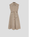 Camel shirt midi dress with lace straps - Woman | Roberto Verino